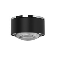 Top Light Puk Maxx One 2 LED Deckenleuchte, Gehäuse, schwarz matt / Chrom, mit Linse klar (nicht inbegriffen)