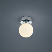 Helestra Keto LED Deckenleuchte, kugelförmig, Chrom - Opalglas