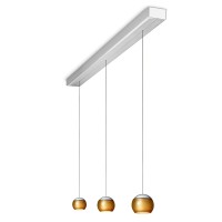 Oligo Balino LED Pendelleuchte, 3-flg., unsichtbare Höhenverstellung, Baldachin: Alu gebürstet, Chrom matt / Gold glänzend