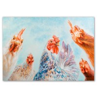 L.C. Wholesaler Ölbild Bunte Hühnerschar, 70 x 100 cm, Öl auf Leinwand