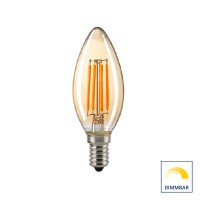 Sigor LED Filament Kerze E14 Gold, 2,2 W, 2400 K, dimmbar, Ø: 3,5 cm