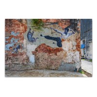 ImageLand Glasbild Digitaldruck Street Art mit Kampfkünstler, 80 x 120 cm, Digitaldruck hinter Acrylglas