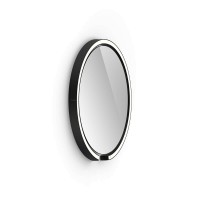 Occhio Mito sfera 40 wide Wand- / Spiegelleuchte, Spiegel klar, schwarz matt
