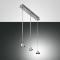Fabas Luce Delta LED Pendelleuchte, 3-flg., Aluminium satiniert