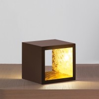 Icone Cubo LED Tischleuchte, braun / Blattgold