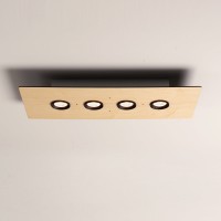 Milan Equal Deckenleuchte, 63 x 27 cm, Eschenholz mit schwarzen Ringen (schwarz und weiße Ringe inklusive)
