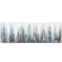 L.C. Wholesaler Ölbild Skyline New York blau, 50 x 150 cm, Öl auf Leinwand
