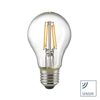 Sigor LED Filament Normallampe E27 mit Sensor, 7 W, 2700 K, klar, Ø: 6 cm