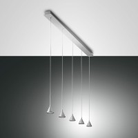 Fabas Luce Delta LED Pendelleuchte, 5-flg. Aluminium satiniert