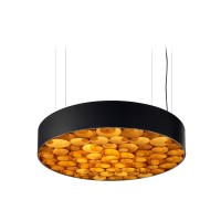 LZF Lamps Spiro Medium LED Pendelleuchte, äußerer Schirm: schwarz, innen: orange