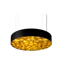 LZF Lamps Spiro Medium LED Pendelleuchte, äußerer Schirm: schwarz, innen: gelb
