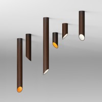 Vibia 45° LED Deckenleuchte, bronzefarbig, Höhe: 25 cm, Höhe: 45 cm und Höhe: 90 cm (Diffusoren weiß und orange)