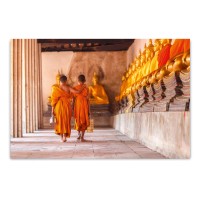 ImageLand Glasbild Digitaldruck Buddhistische Mönche, 80 x 120 cm, Digitaldruck hinter Acrylglas