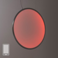Artemide Discovery Vertical 70 RGBW LED Sospensione, App-kompatibel, Aluminium satiniert (Lichtfarbe rot)